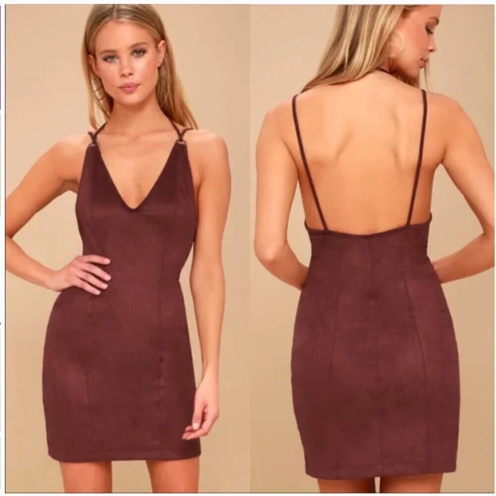 Intimately Free People Running Free Faux Suede Dress in Burgundy Size Small